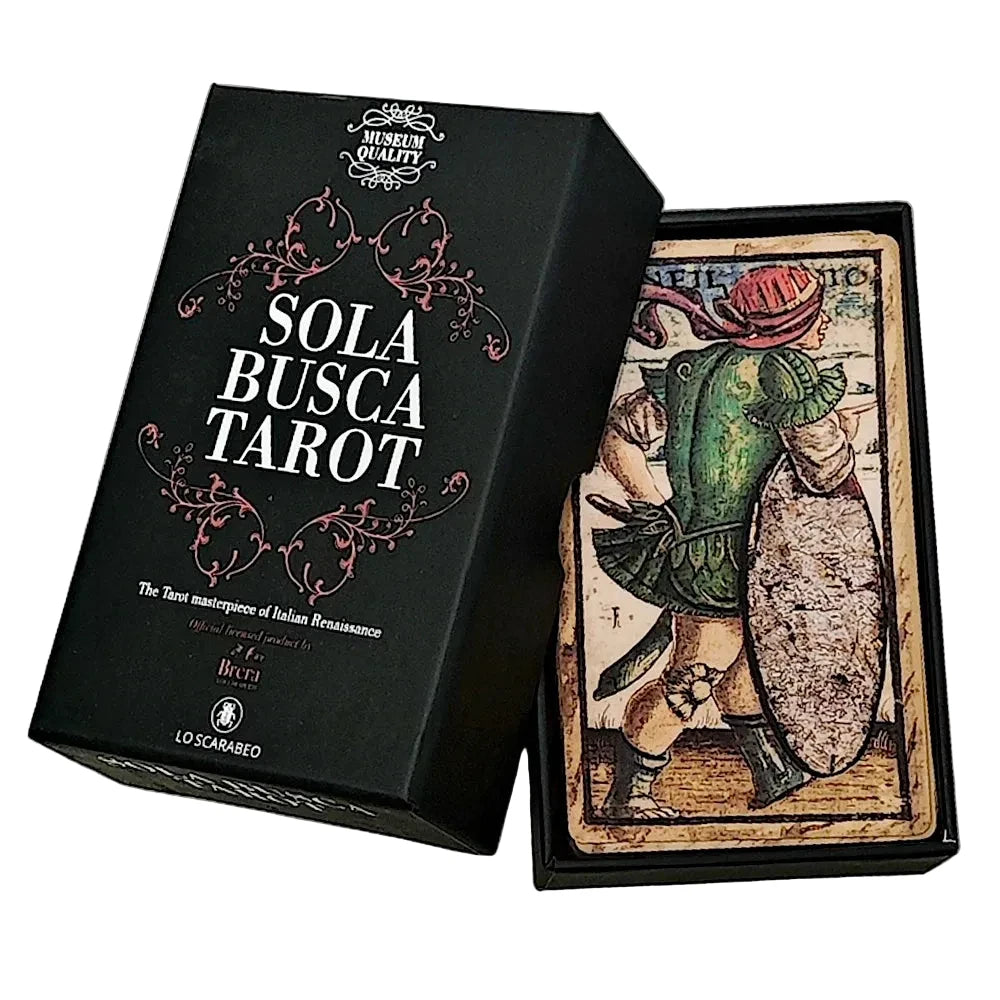 Sola Busca Tarot Deck ტაროს დასტა კარდონის ყუთით 12*7სმ