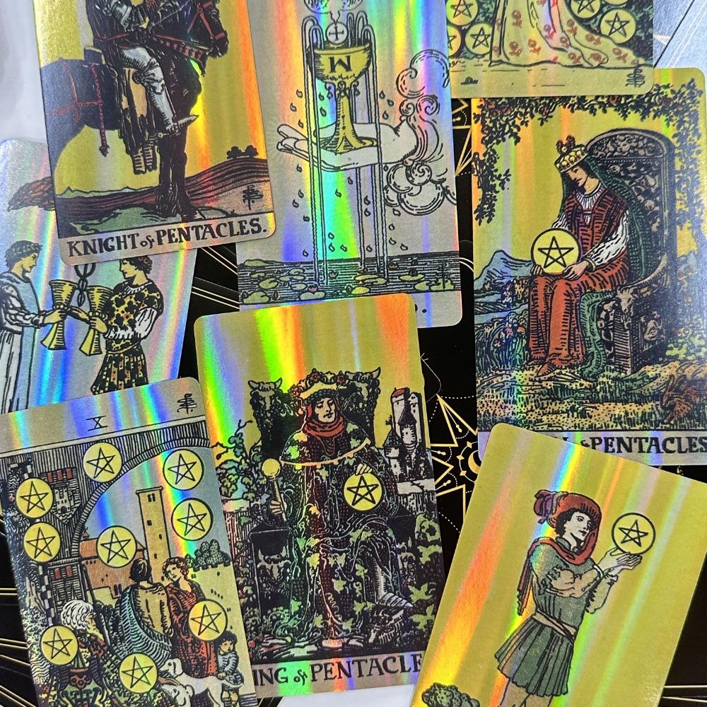 Holographic A.E. Tarot Rider ტაროს დასტა კარდონის ყუთით 12*7სმ
