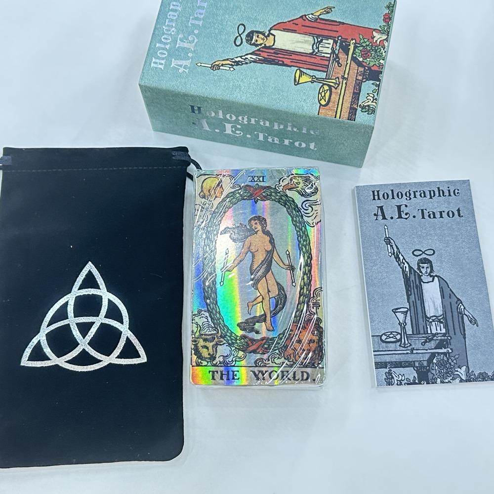 Holographic A.E. Tarot Rider ტაროს დასტა კარდონის ყუთით 12*7სმ