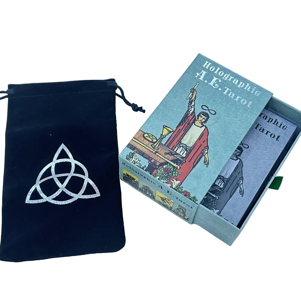 Holographic A.E. Tarot Rider ტაროს დასტა კარდონის ყუთით 12*7სმ